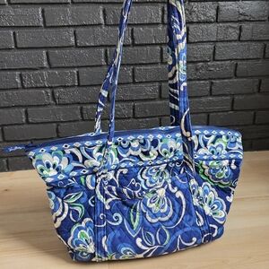 Vera Bradley Weekender Tote Duffle Mediterranean Blue Large Travel Bag Quilted